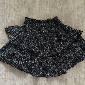 Katie J NYC Black and White Floral Skater Skirt